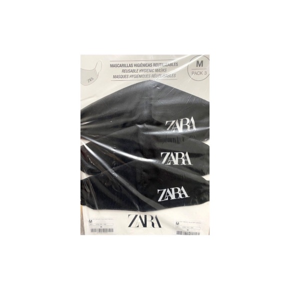 NEW ZARA REUSABLE FACE MASKS (PACK OF 3) BLACK - Picture 2 of 7